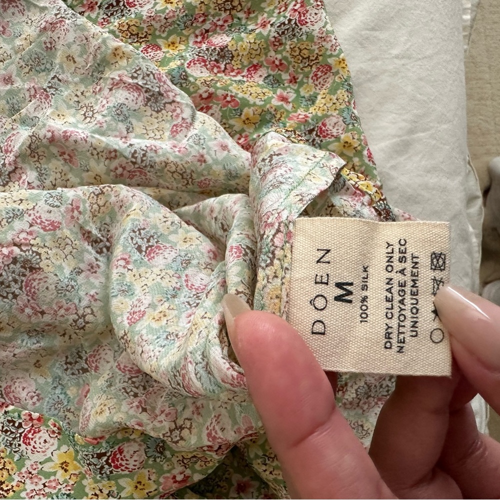 DÔEN Venus corded lace-trimmed floral-print silk-crepe midi dress - Picture 6 of 8